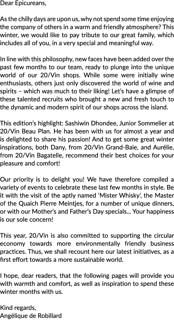 Dear Epicureans, As the chilly days are upon us, why not spend some time enjoying the company of others in a warm and...