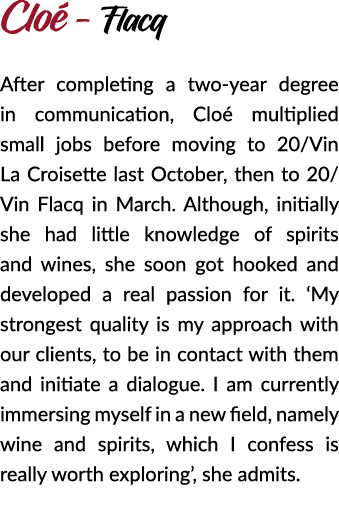 Clo - Flacq After completing a two-year degree in communication, Clo  multiplied small jobs before moving to 20/Vin ...